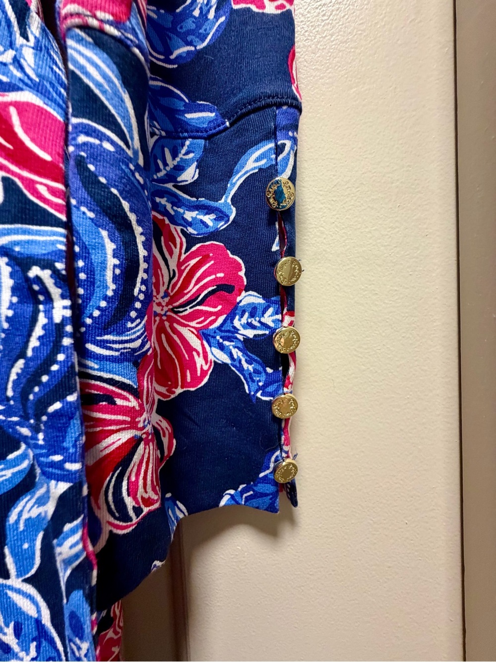 Lilly Pulitzer Bryson Maxi Dress Women’s Medium Low Tide Navy Floral Long Sleeve - Picture 6 of 11